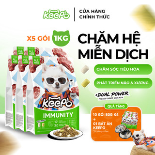 [MUA 5 TẶNG 10] Hạt Chó Keepo K4 Combo 5 Gói 1KG Sữa Dê Cải Thiện Miễn Dịch, DHA, Phát Triển Não Bộ