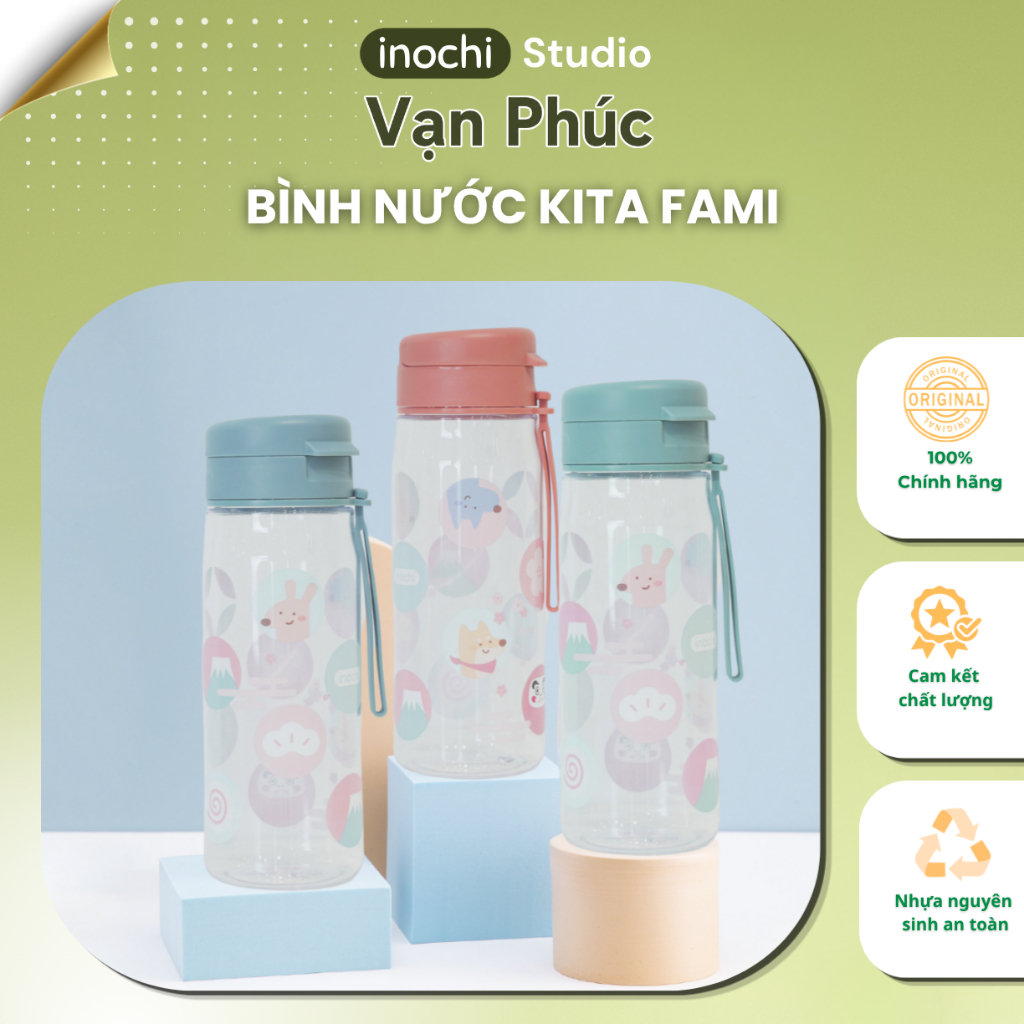 Bình nước nhựa tritan Kita Fami, bình nước đi học, đi làm, di du lịch, thể thao, quà tặng