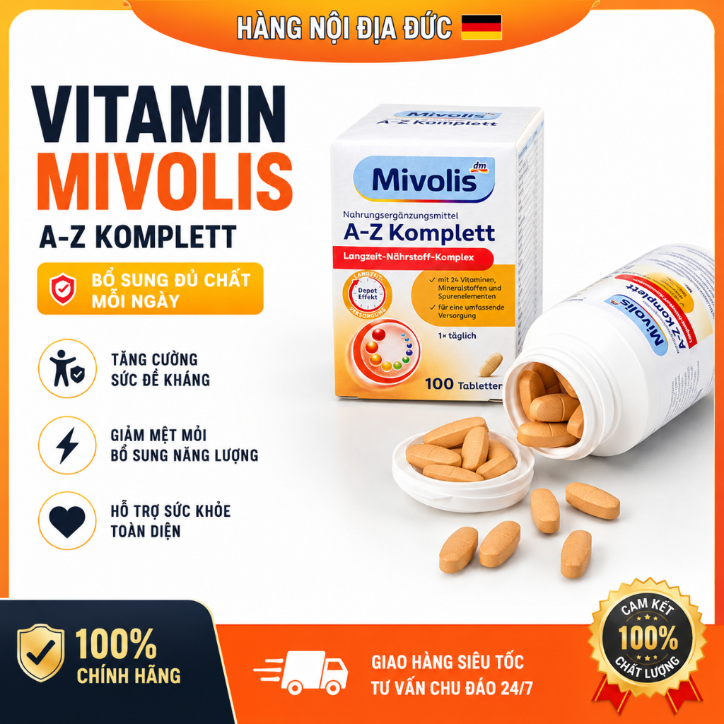 Vitamin Tổng Hợp Mivolis A Z Depot Ab Cho Người Trên 50 Tuổi, 100 Viên - Hàng Đức Chính Hãng