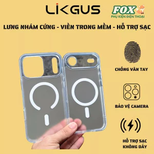 Ốp Likgus lưng nhám chống vân viền trong suốt hỗ trợ sạc không dây IPhone 17Promax 17Pro 17Air 17
