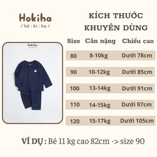 Bộ quần áo dài tay in hình basic cho bé trai, bé gái Hokiha vải cotton mềm mại, thoáng mát size 8-17kg B161