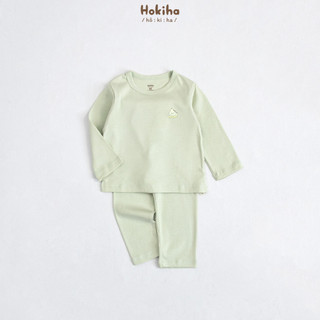Bộ quần áo dài tay in hình basic cho bé trai, bé gái Hokiha vải cotton mềm mại, thoáng mát size 8-17kg B161