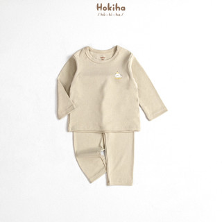 Bộ quần áo dài tay in hình basic cho bé trai, bé gái Hokiha vải cotton mềm mại, thoáng mát size 8-17kg B161