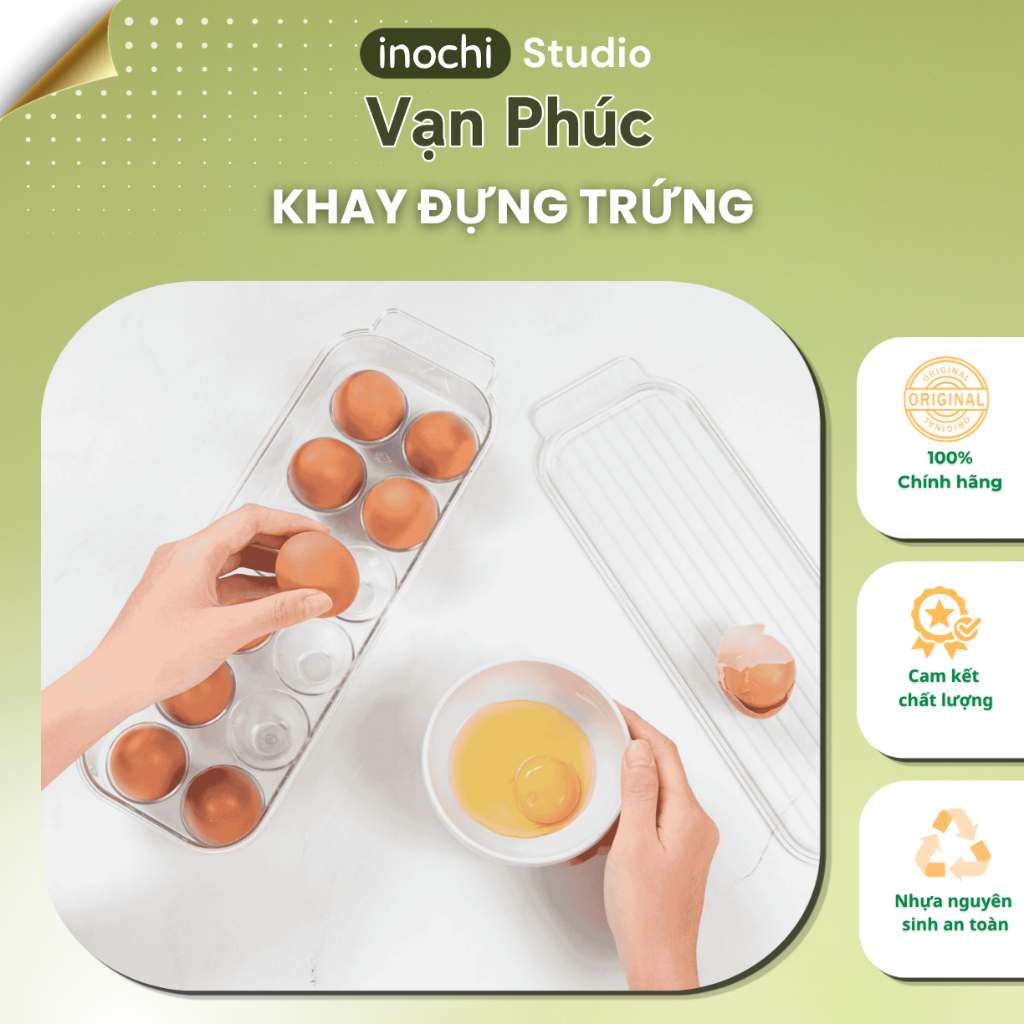 Khay đựng trứng có nắp đậy trong suốt inochi