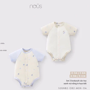Nous Baby Set 2 bodychip cộc tay cho bé màu sắc phối họa tiết dễ thương cho bé