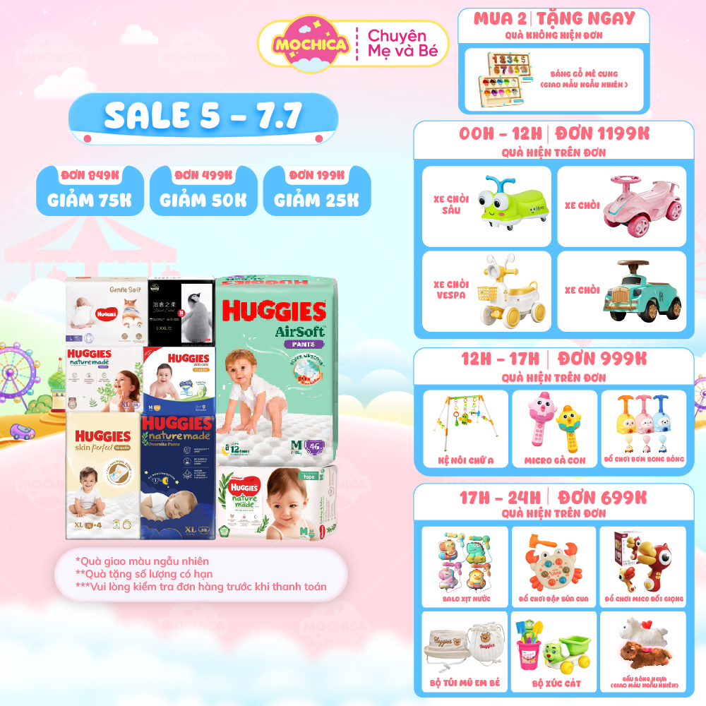 [TỔNG] Tã Bỉm Quần/Dán HUGGIES siêu cao cấp Platinum Nature Made đầy đủ size - Mochica