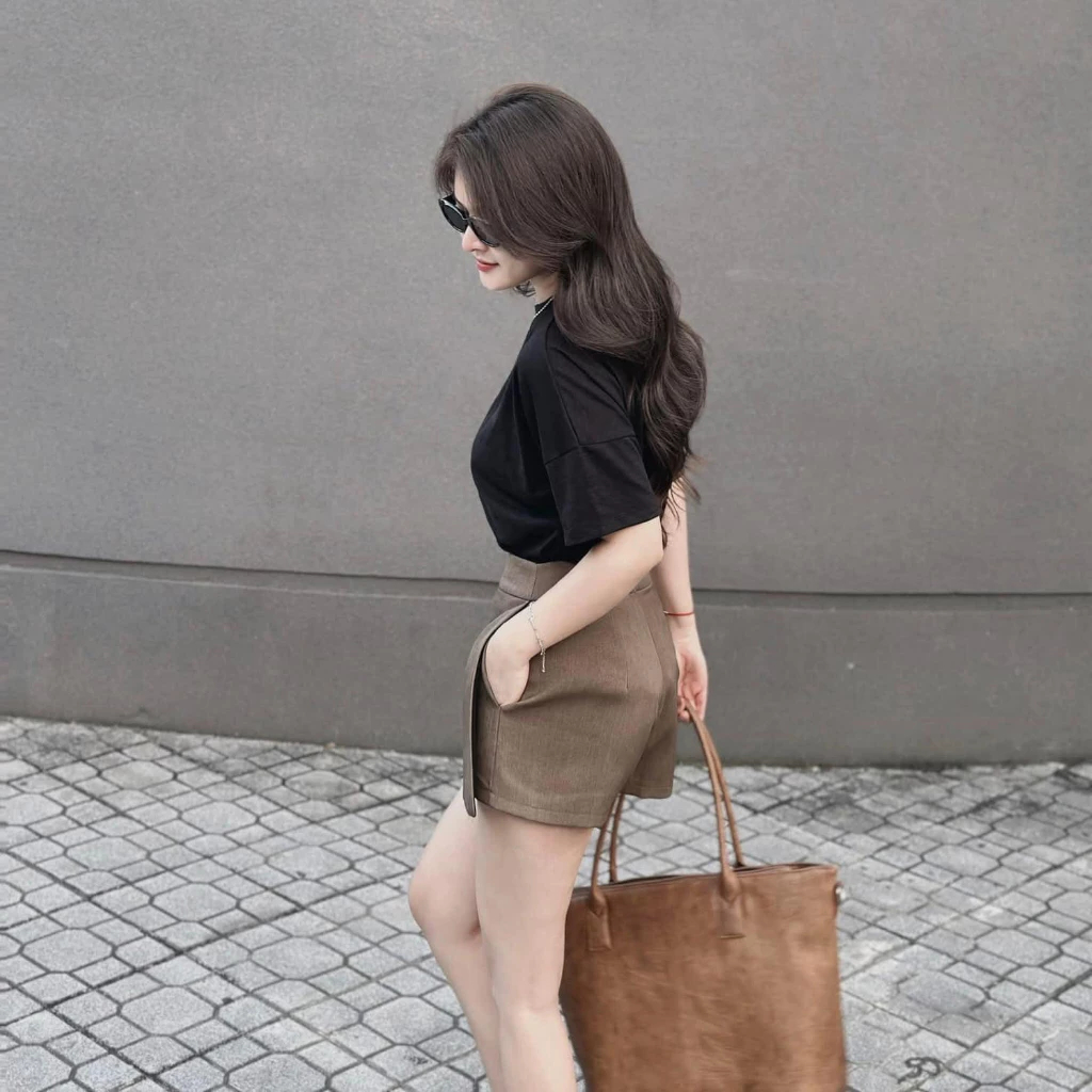 Set đồ nữ Dona HCOM25306, Đồ bộ nữ áo thun cộc tay phối quần short ngắn siêu xinh