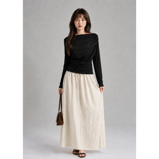 [HOẢ TỐC] Chân Váy Suông Dài Lưng Thun Vải Gió Nhăn Freesize Phong Cách Hàn Quốc | H Skirt