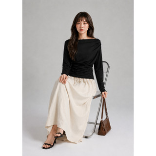 [HOẢ TỐC] Chân Váy Suông Dài Lưng Thun Vải Gió Nhăn Freesize Phong Cách Hàn Quốc | H Skirt