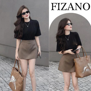Set đồ nữ áo thun thêu logo phối chân váy chữ a dáng ngắn trẻ trung năng động Fizano HCOM25306