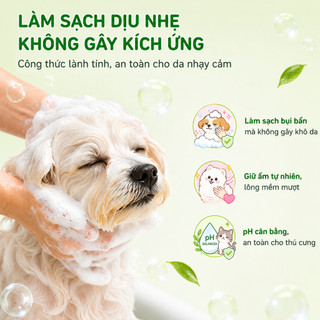 Sữa tắm thú cưng Tushie Treats cao cấp, Dầu gội 2 trong 1 cho chó, mèo khử mùi, mượt lông, lưu hương dài lâu, chai 500ml