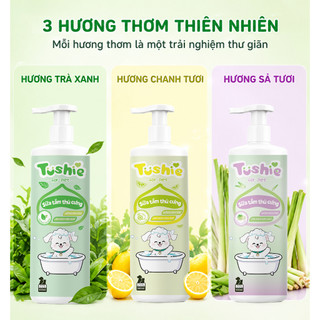 Sữa tắm thú cưng Tushie Treats cao cấp, Dầu gội 2 trong 1 cho chó, mèo khử mùi, mượt lông, lưu hương dài lâu, chai 500ml