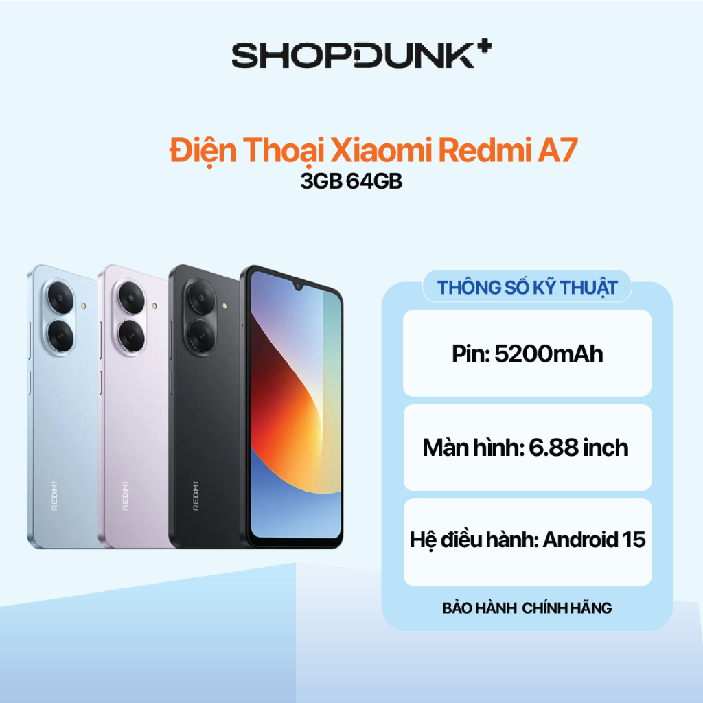 Điện Thoại Xiaomi Redmi A7 3GB 64GB Chính Hãng Bảo Hành 18 Tháng