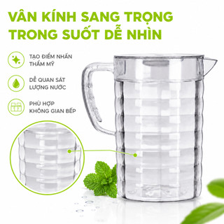 Ca Nước Nhựa PET Vân Kính Có Nắp Chịu Nhiệt Cao GD53 - Bình Đựng Nước Có Quai Cầm Trong Suốt