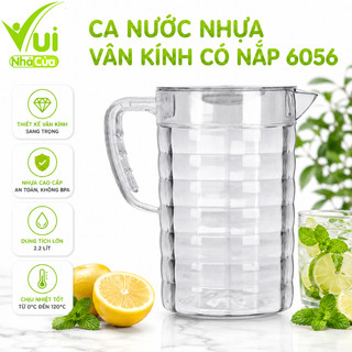 Ca Nước Nhựa PET Vân Kính Có Nắp Chịu Nhiệt Cao GD53 - Bình Đựng Nước Có Quai Cầm Trong Suốt