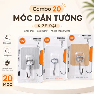 Combo 20 Móc Loại Lớn Dán Tường Inox Siêu Dính Chịu Lực 10KG 5 Móc Treo Đồ Quần Áoi