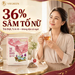 Trà Sâm Tố Nữ VIEGREEN Nữ Duyên 36% Túi Lọc Có Dây 30 Túi x 5g, Kỷ Tử Không Đường, GMP HACCP