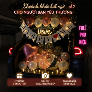 Bộ Trang Trí Cốp Xe Cầu Hôn Marry Me Full Combo Đèn LED Neon Love Bóng Bay Dễ Lắp Đặt. SNOT-14