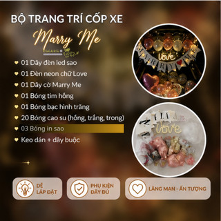 Bộ Trang Trí Cốp Xe Cầu Hôn Marry Me Full Combo Đèn LED Neon Love Bóng Bay Dễ Lắp Đặt. SNOT-14