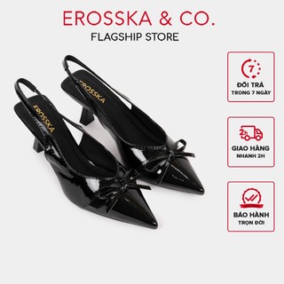 [EROSSKA] - Giày cao gót slingback mũi nhọn đính nơ kiểu dáng basic thanh lịch màu kem cao 6cm - EH078