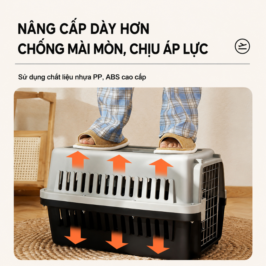 💥[HỎA TỐC]💥 Lồng Hàng Không Dành Cho Chó Mèo, Lồng Vận Chuyển Thú Cưng Size 48CM, 58CM, 66CM