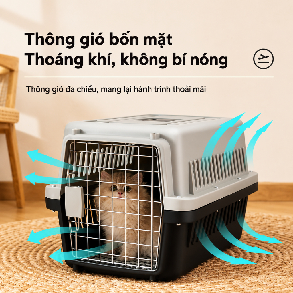 💥[HỎA TỐC]💥 Lồng Hàng Không Dành Cho Chó Mèo, Lồng Vận Chuyển Thú Cưng Size 48CM, 58CM, 66CM