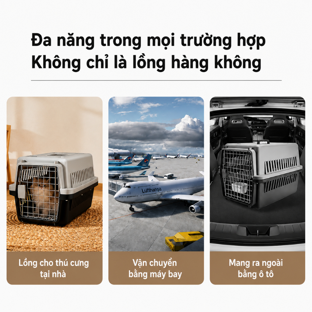 💥[HỎA TỐC]💥 Lồng Hàng Không Dành Cho Chó Mèo, Lồng Vận Chuyển Thú Cưng Size 48CM, 58CM, 66CM