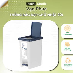 Thùng rác đạp chữ nhật 20L (có kèm ruột) inochi cao cấp, có phủ lớp ion Ag+ kháng khuẩn