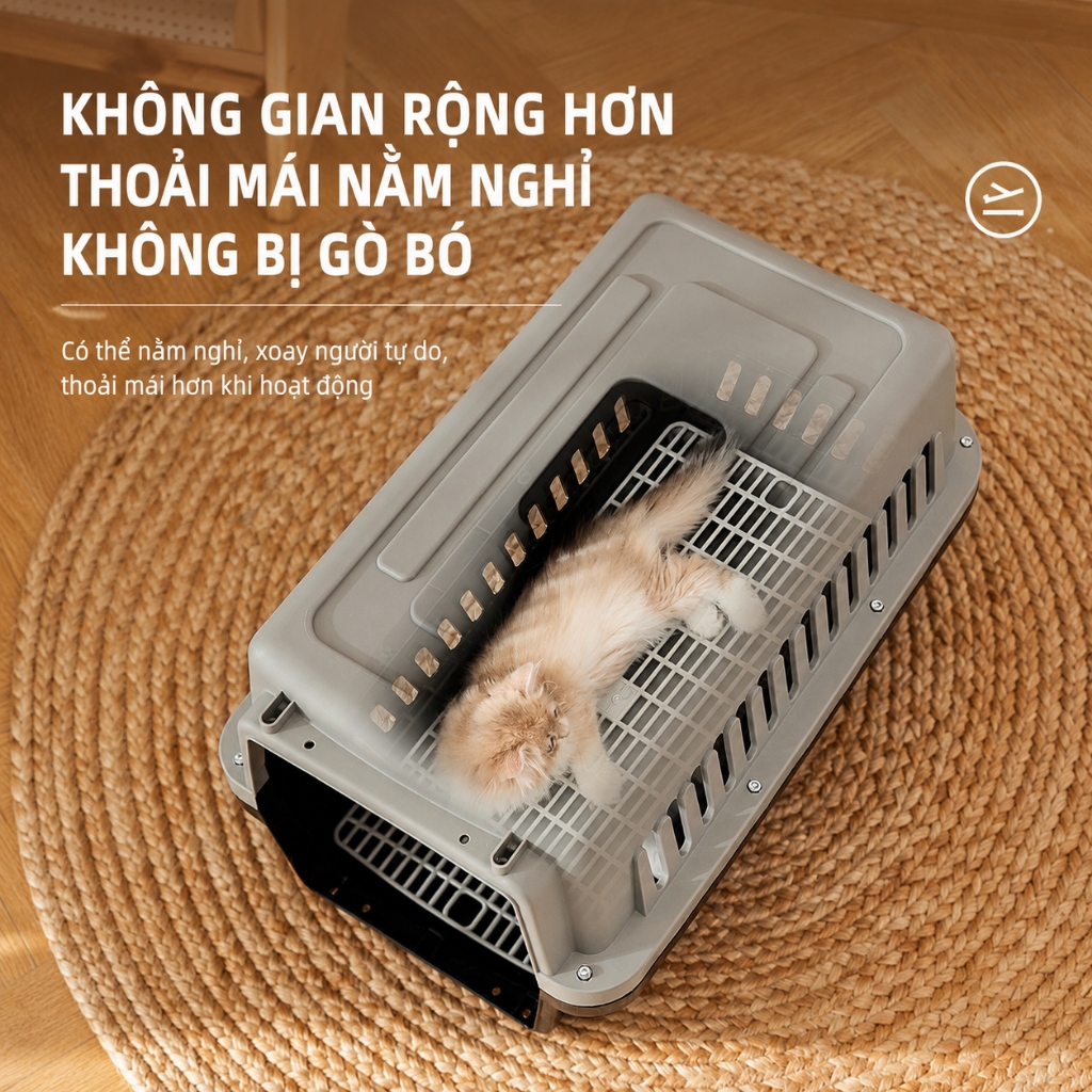 💥[HỎA TỐC]💥 Lồng Hàng Không Dành Cho Chó Mèo, Lồng Vận Chuyển Thú Cưng Size 48CM, 58CM, 66CM