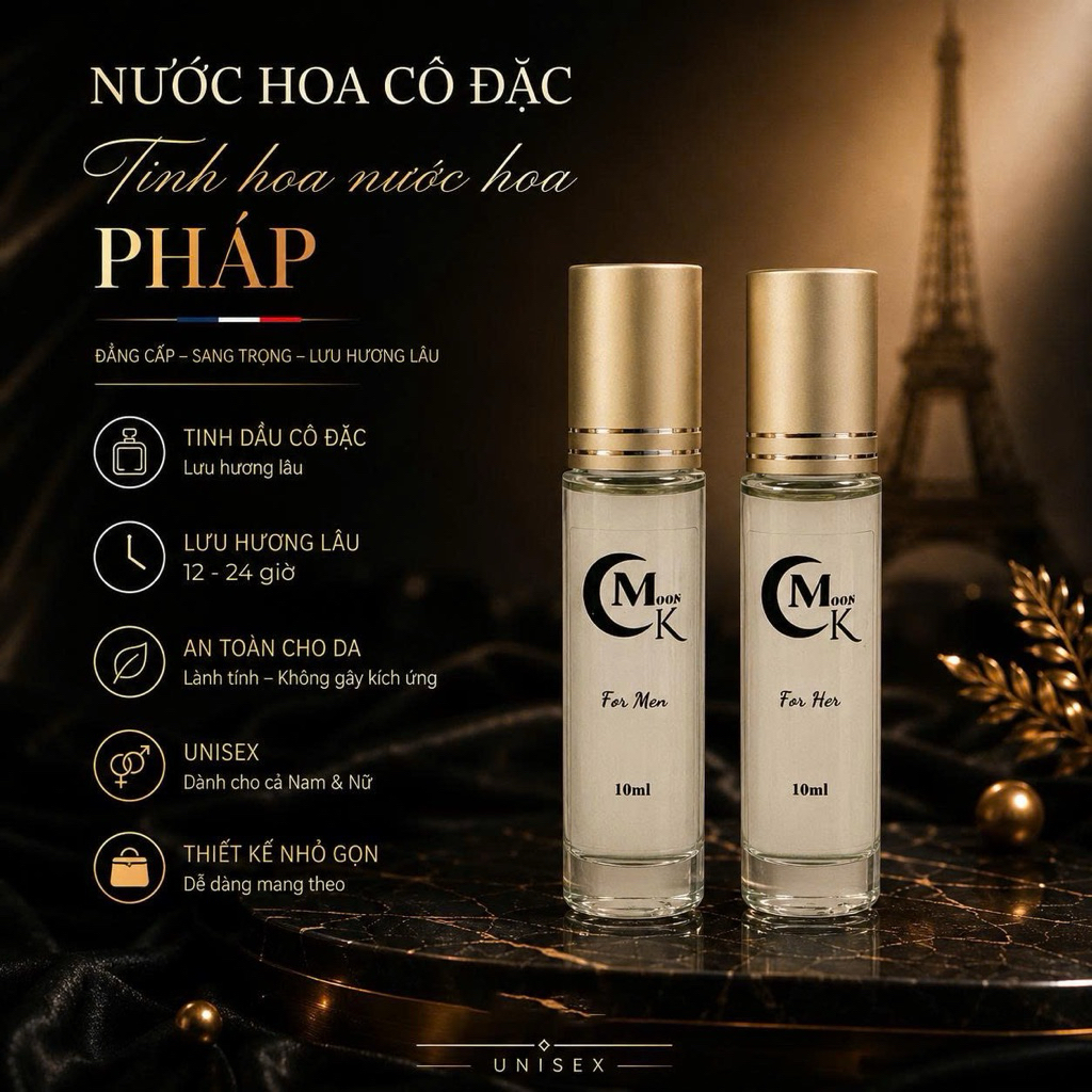 Mẫu mới  nước hoa tinh dầu unisex hương thơm sang trọng cuốn hút hộp 2 chai nam và nữ  10ml