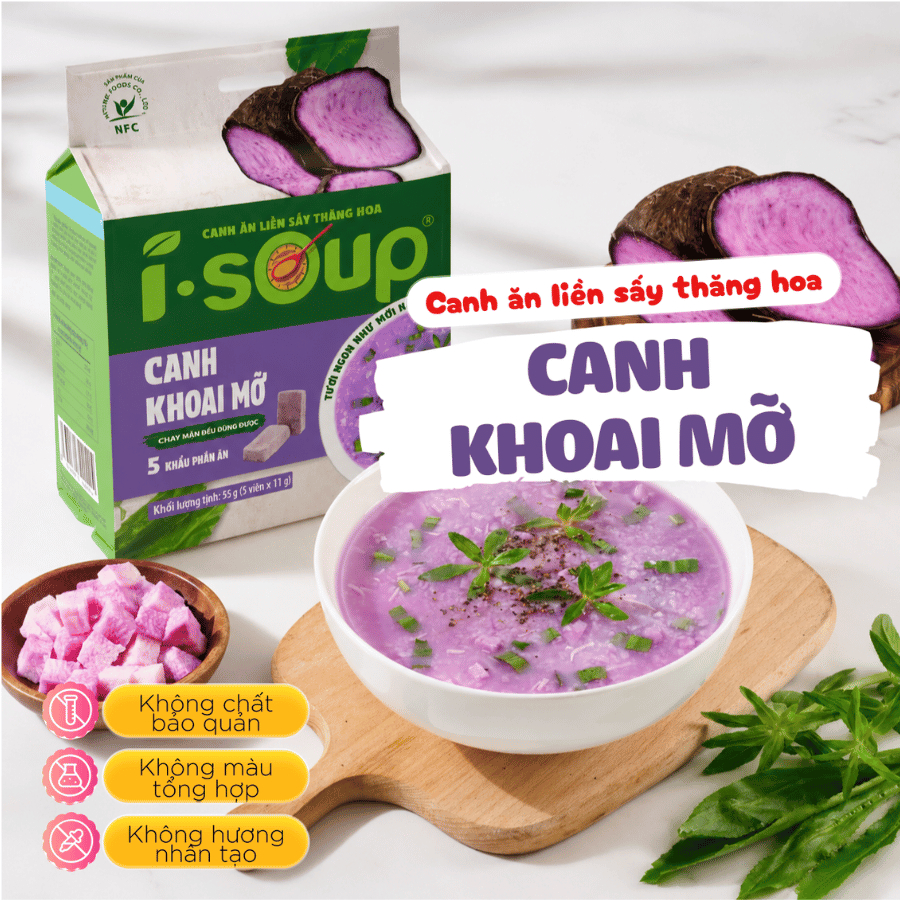Canh Khoai Mỡ Chay I-Soup 55g (túi 05 viên)- Viên Súp Chay Sấy Thăng Hoa
