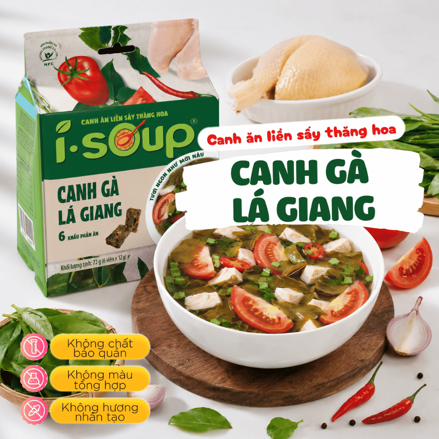 Canh I.Soup Gà Lá Giang túi 6 viên _túi 72gr