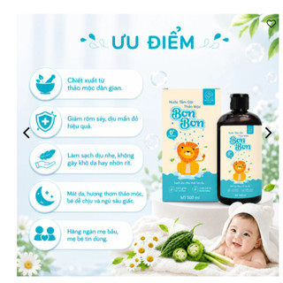 Nước tắm gội thảo dược Bon Bon Home Care hỗ trợ giảm mẩn ngứa, rôm sảy hăm tã cho bé sơ sinh 500ml