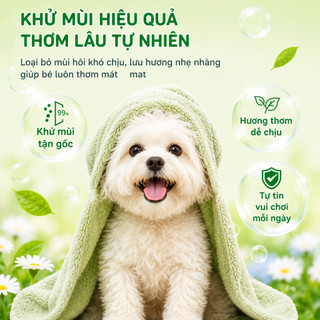 Sữa tắm thú cưng Tushie Treats cao cấp, Dầu gội 2 trong 1 cho chó, mèo khử mùi, mượt lông, lưu hương dài lâu, chai 500ml