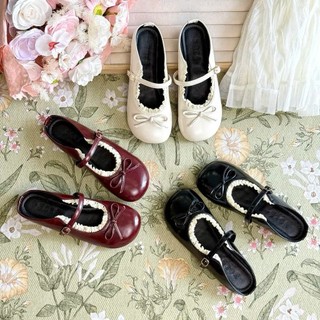 Sục da nữ, sục búp bê nữ phối ren đế bệt trống trơn, chất da lì siêu mềm cho nữ tiểu thư, nàng thơ Haru Shoes M1