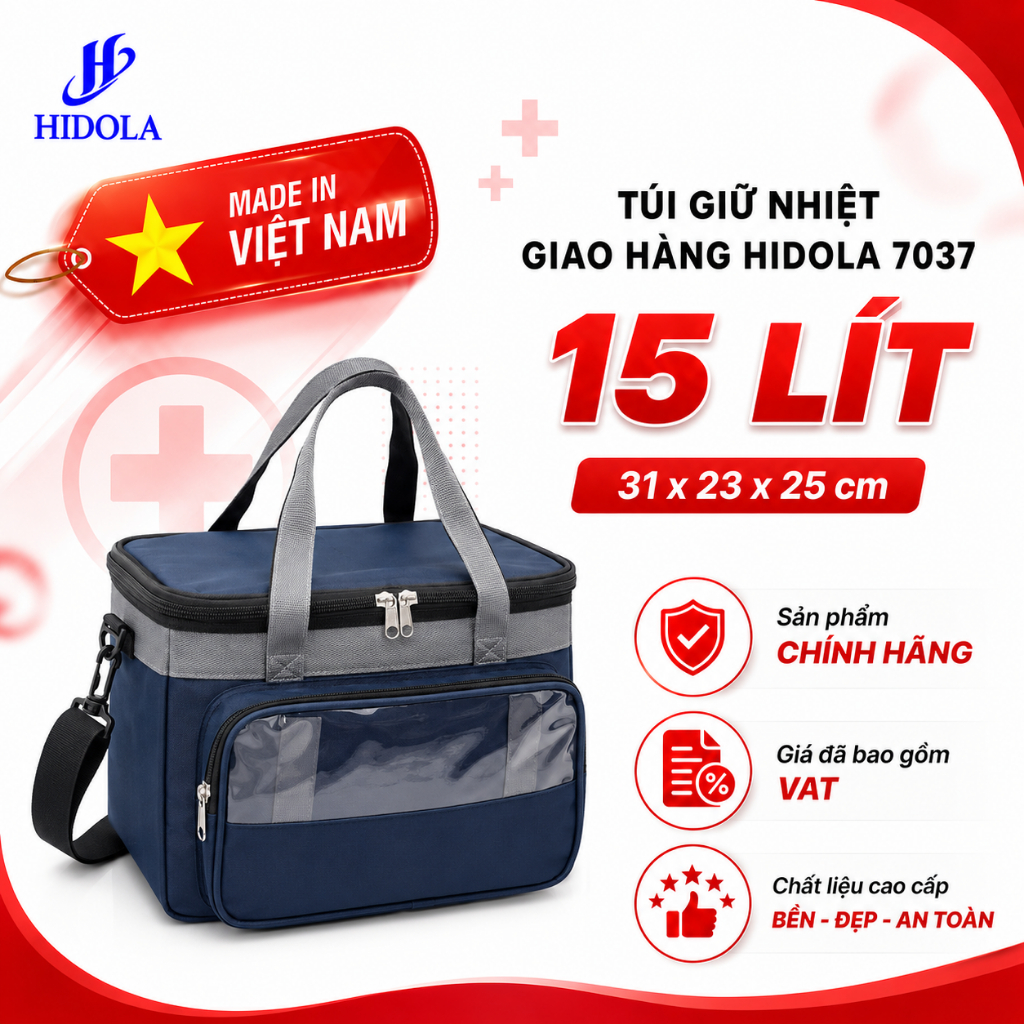 Túi Giao Hàng Giữ Nhiệt HIDOLA 7037 15L - Túi Giữ Nhiệt Đựng Thực Phẩm Túi Giao Đồ Ăn Chuyên Dụng Cho Shipper