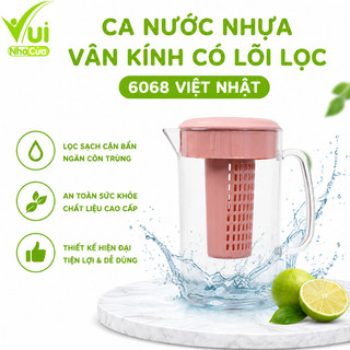 Ca Nước Nhựa Vân Kính Có Lõi Lọc Việt Nhật 6068 GD59 - Bình Đựng Nước Có Lõi Lọc Nhựa SAN PP Cao Cấp