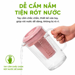 Ca Nước Nhựa Vân Kính Có Lõi Lọc Việt Nhật 6068 GD59 - Bình Đựng Nước Có Lõi Lọc Nhựa SAN PP Cao Cấp