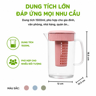 Ca Nước Nhựa Vân Kính Có Lõi Lọc Việt Nhật 6068 GD59 - Bình Đựng Nước Có Lõi Lọc Nhựa SAN PP Cao Cấp