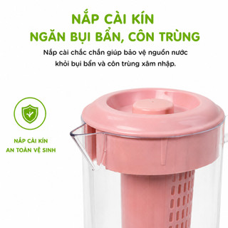 Ca Nước Nhựa Vân Kính Có Lõi Lọc Việt Nhật 6068 GD59 - Bình Đựng Nước Có Lõi Lọc Nhựa SAN PP Cao Cấp