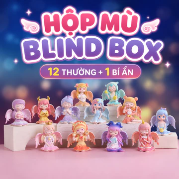 Hộp mù Blind Box thiên thần chibi 13 mẫu – Mô hình sưu tầm dễ thương, 12 thường + 1 bí ẩn, đồ chơi blind box quà tặng