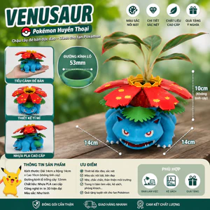 Chậu Cây Venusaur Pokemon In 3D Độc Đáo | Chậu Sen Đá Mini Trang Trí Bàn Học, Văn Phòng