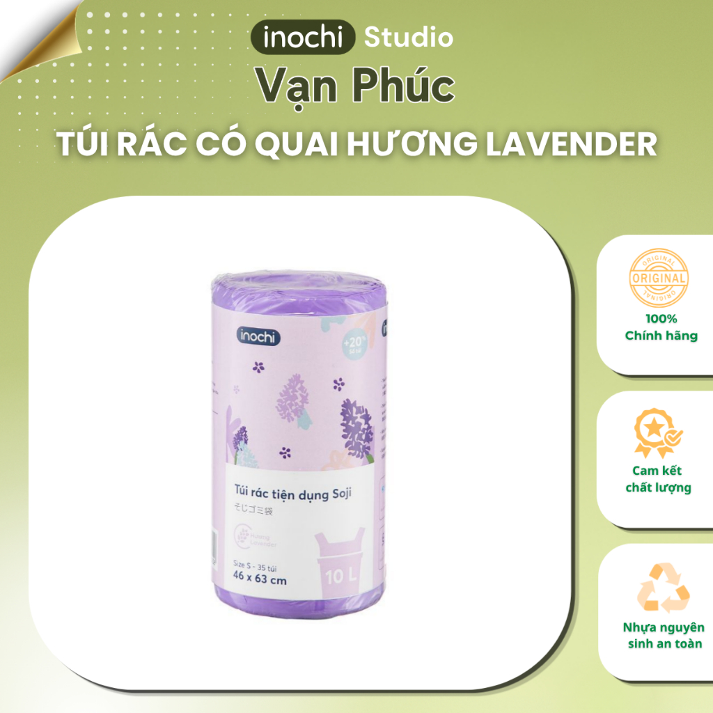 Túi rác tiện dụng có quai hương Inochi, hương lavender, hương chanh