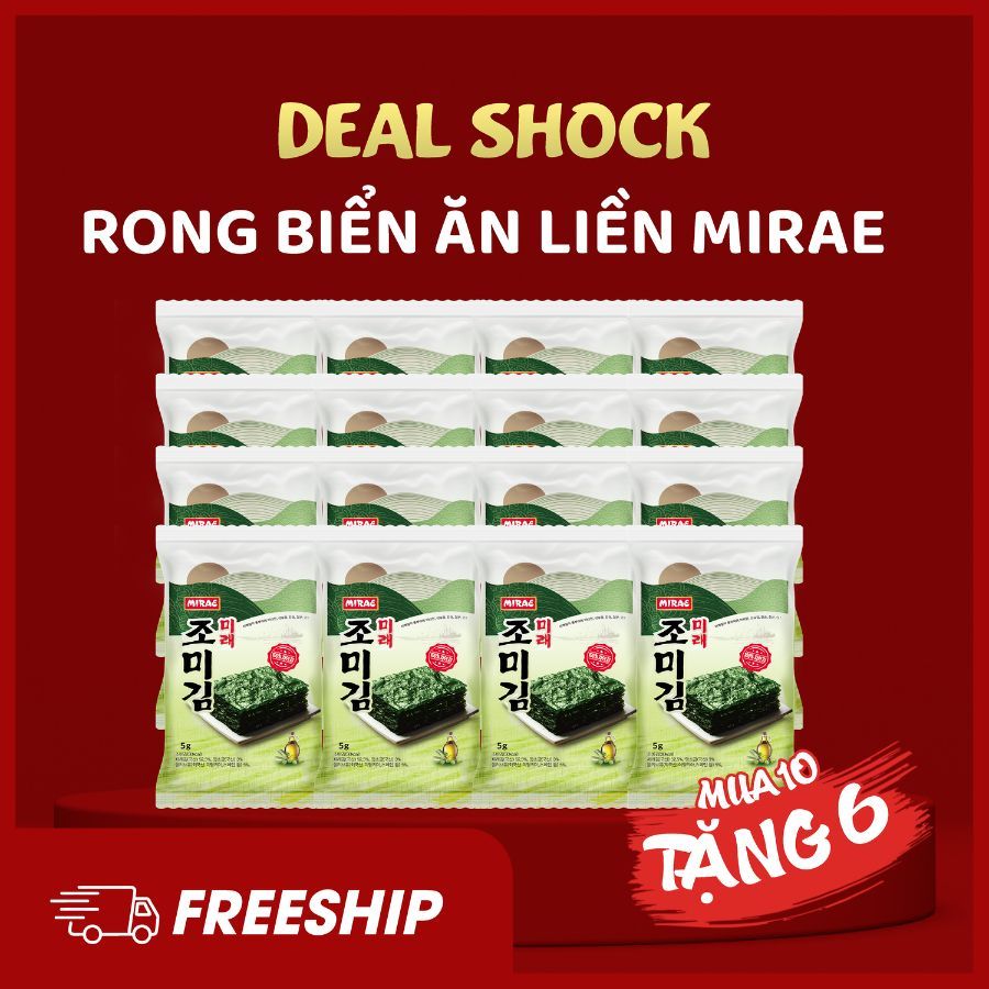 [DATE 20/10] Lốc 3 gói rong biển ăn liền Mirae ăn liền nội địa Hàn Quốc mới về, tốt cho sức khỏe