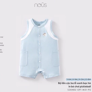 Nous Baby Bộ liền cộc ba lỗ, body cộc bé trai bé gái cài thẳng thêu hình dễ thương cho bé