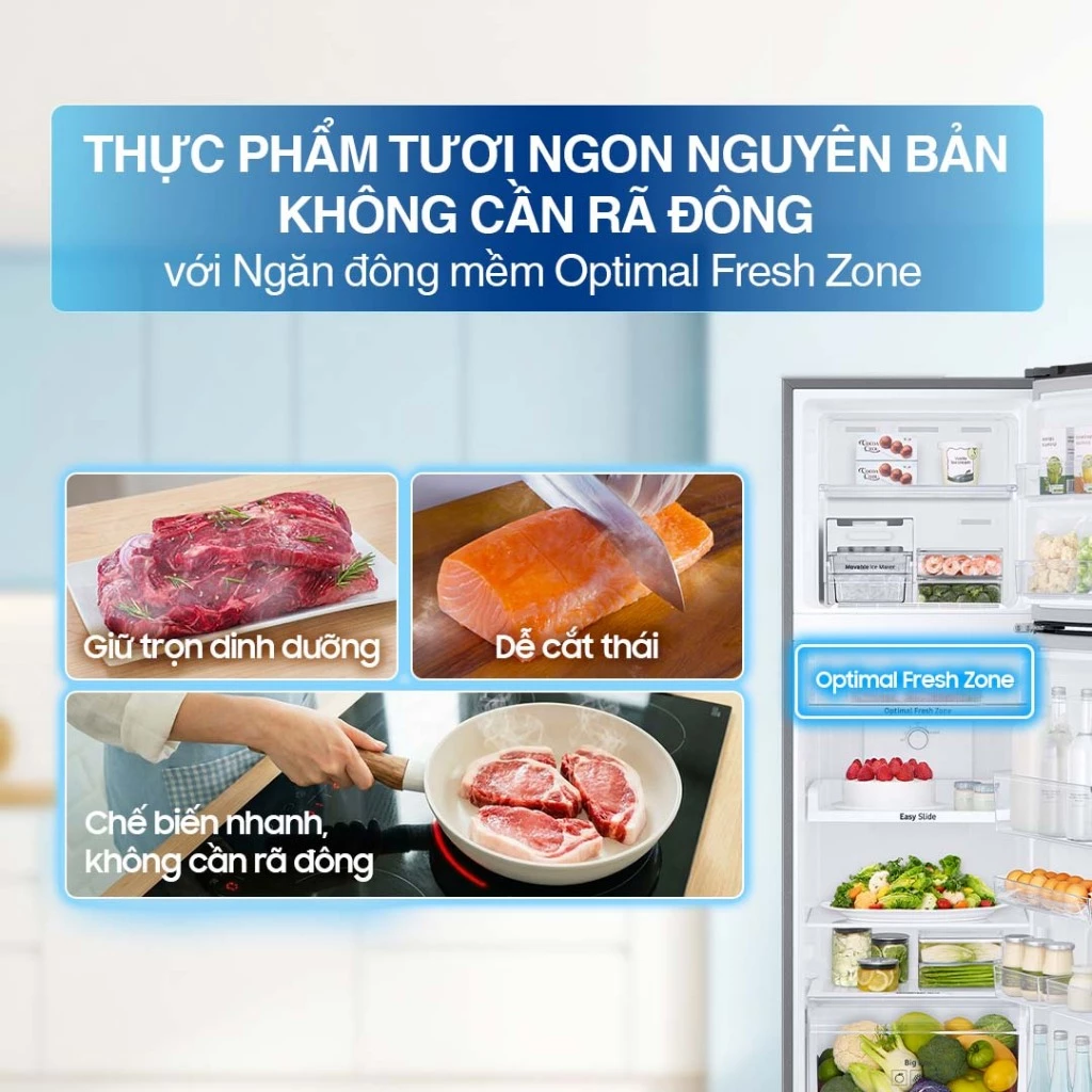 Tủ Lạnh Samsung Ngăn Đông Trên 236L RT22M4032BY/SV - Ngăn Đông Mềm Optimal Fresh Zone, màu Nâu