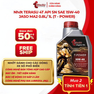 Dầu Nhớt Xe Số T-POWER MA2 TERASU SN 15W40 - Máy Nổ Êm, Giảm Nóng Máy, Khắc Phục Trượt Ly Hợp