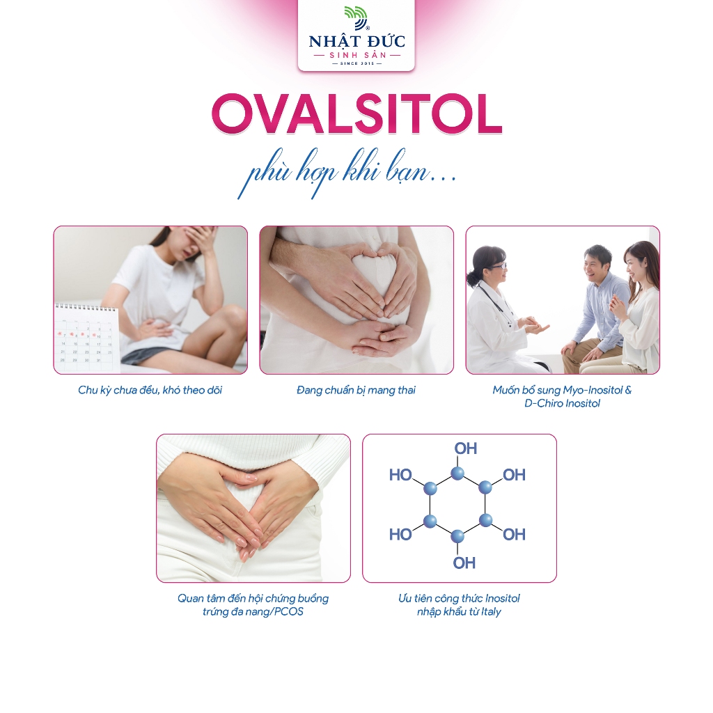 OVALSITOL Chính Hãng Dưỡng Chất Inositol Cho Phụ Nữ Có Buồng Trứng Đa Nang Chuẩn Bị Mang Thai