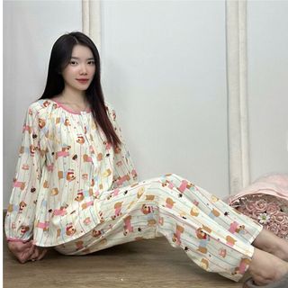 [S5- 2] Đồ Bộ Ngủ Vải Tole Lanh Tay dài quần dài, Tay Raglan, có nút kiểu Pijama