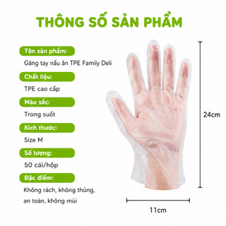 Găng Tay Nấu Ăn TPE Siêu Dai Family Deli An Toàn GD60 - Găng Tay TPE Dùng Một Lần Co Giãn Tốt